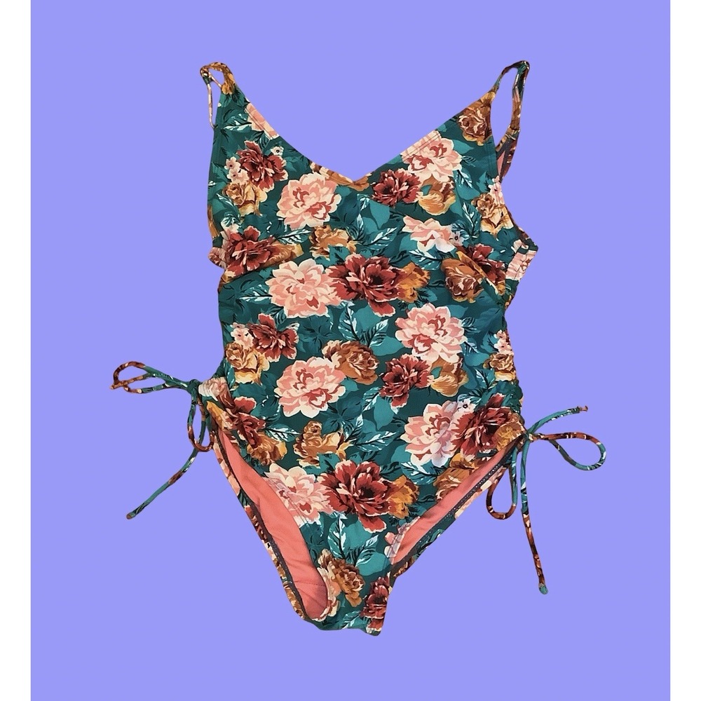 Time And Tru Womens One Piece Swimsuit Romantic Whimsical Floral Bathing Suit 6